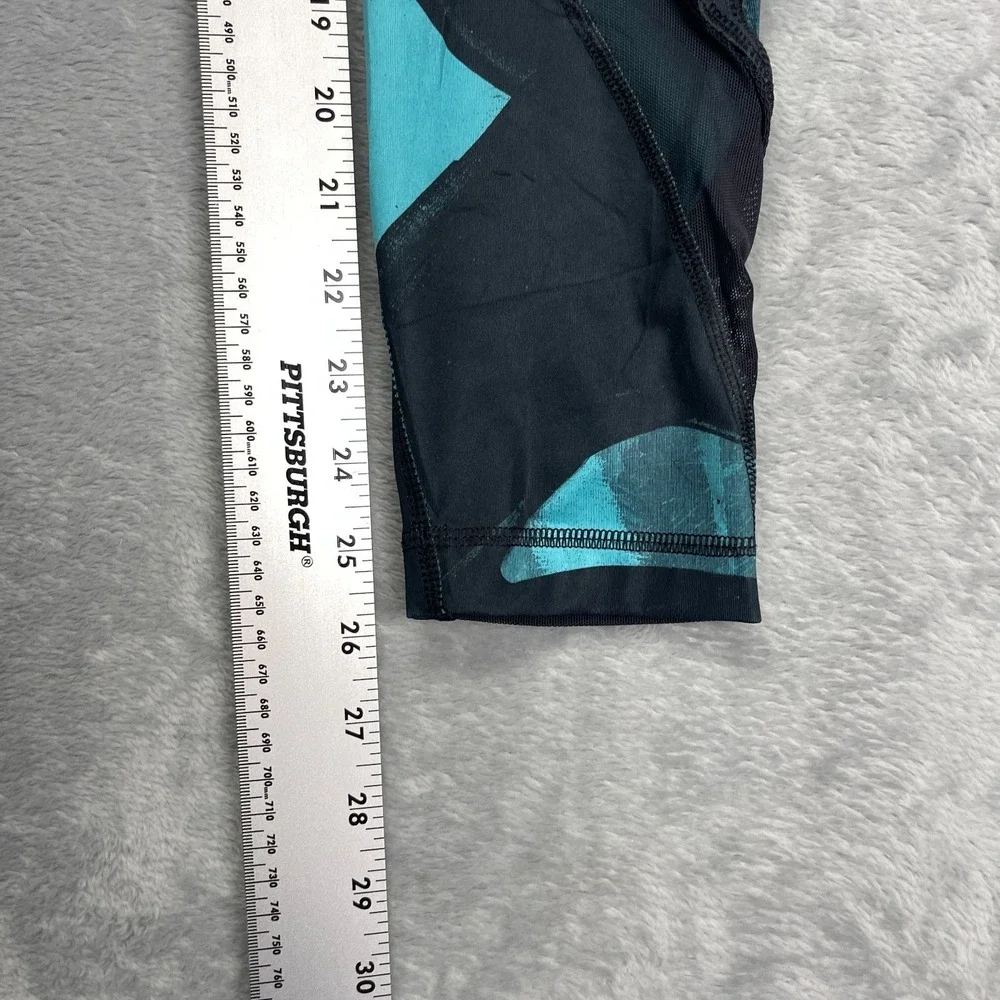 Lululemon Leggings Womens 27x26 Black Teal Abstract High Waist Inspire Tight‎